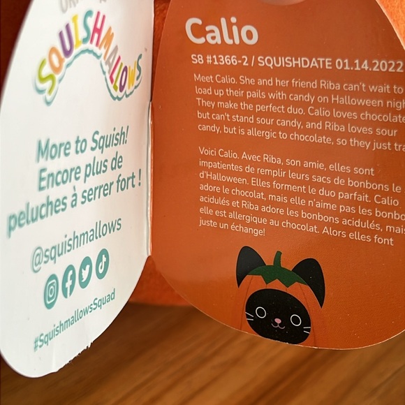 SQUSHMALLOWS Original Calio black cat plush in pumpkin costume! NEW WITH TAGS! - Picture 6 of 10